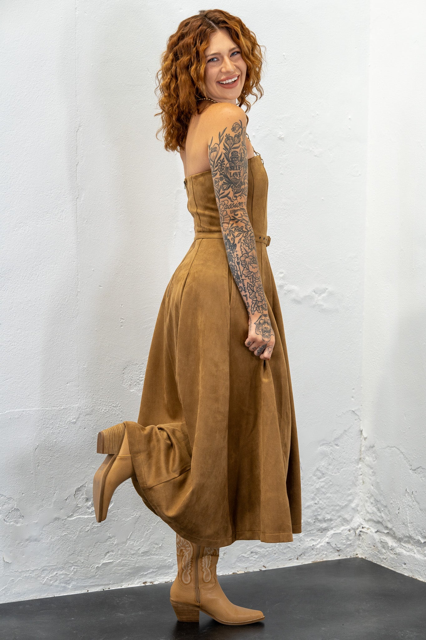 Ollie Suede Strapless Dress