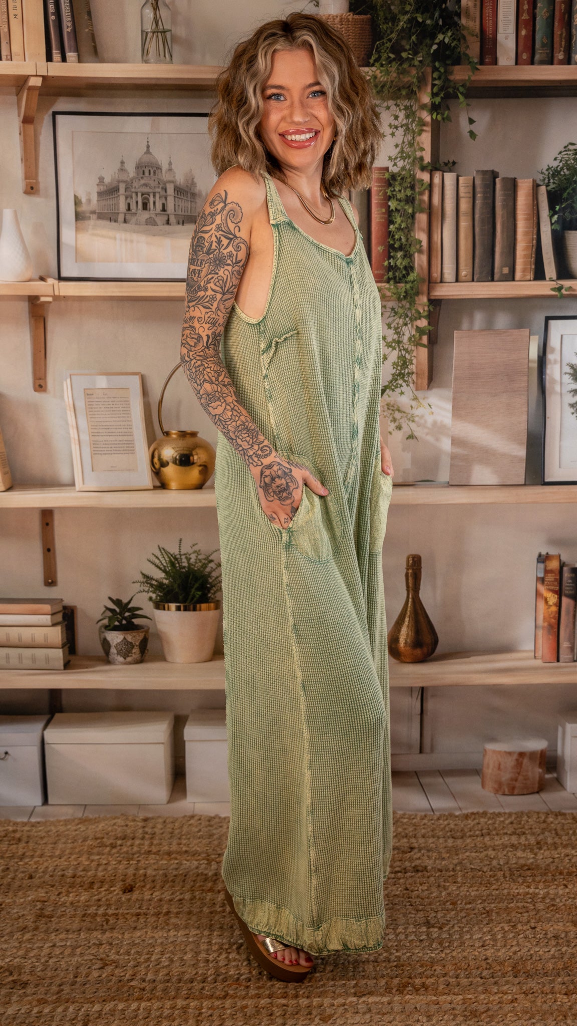 Easygoing Light Olive Jumpsuit