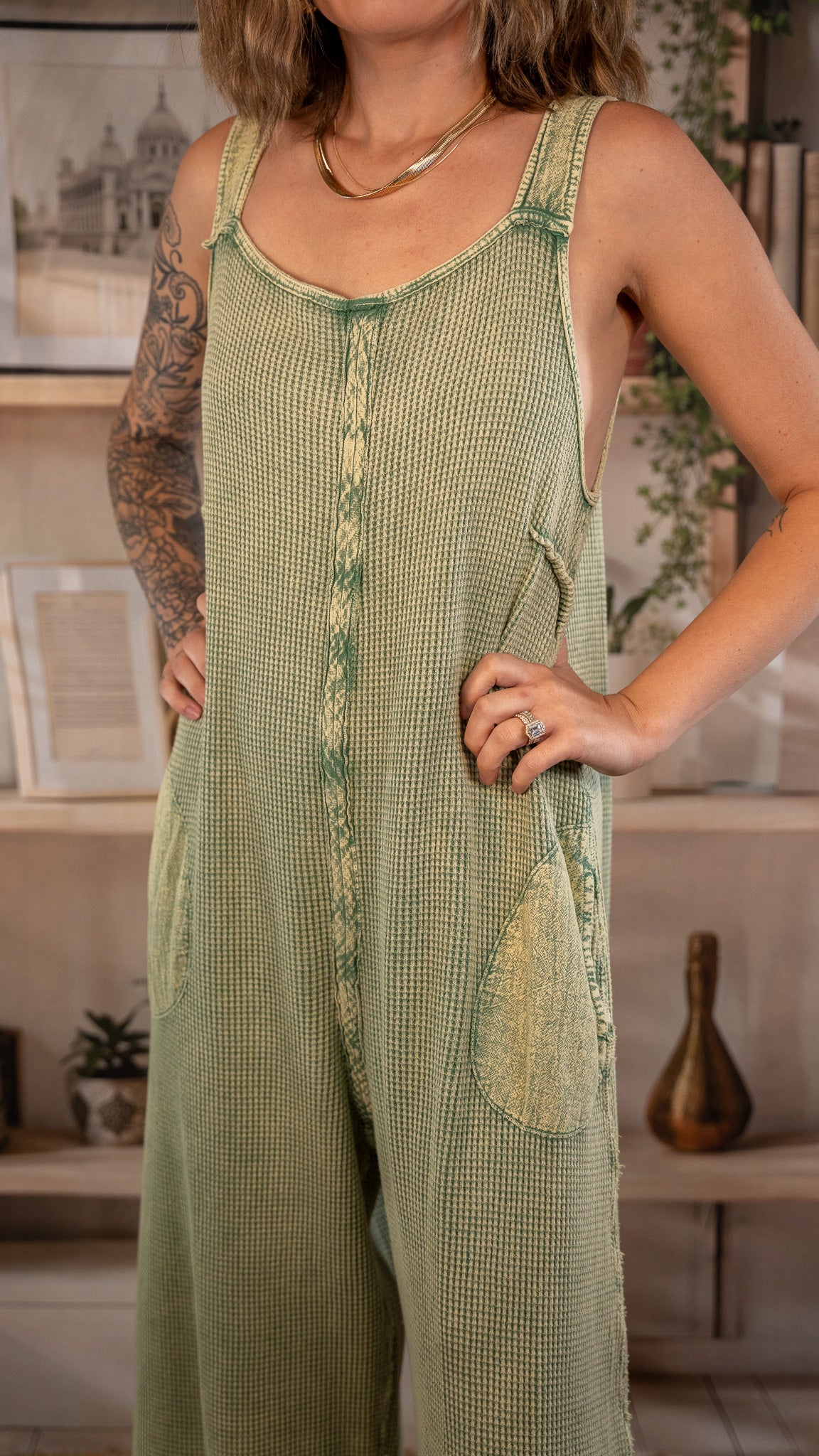 Easygoing Light Olive Jumpsuit