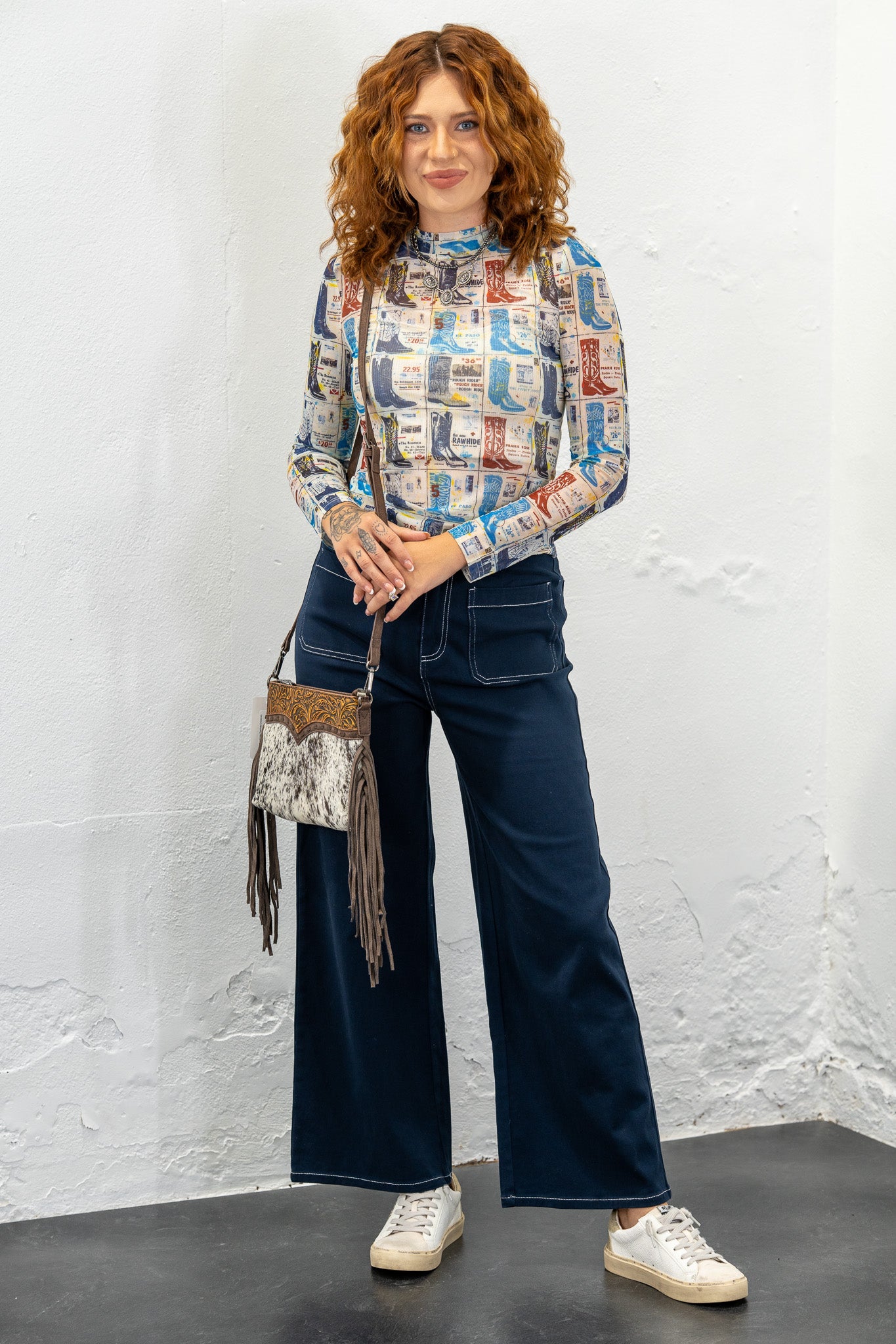 Boot Stamped Mesh Top
