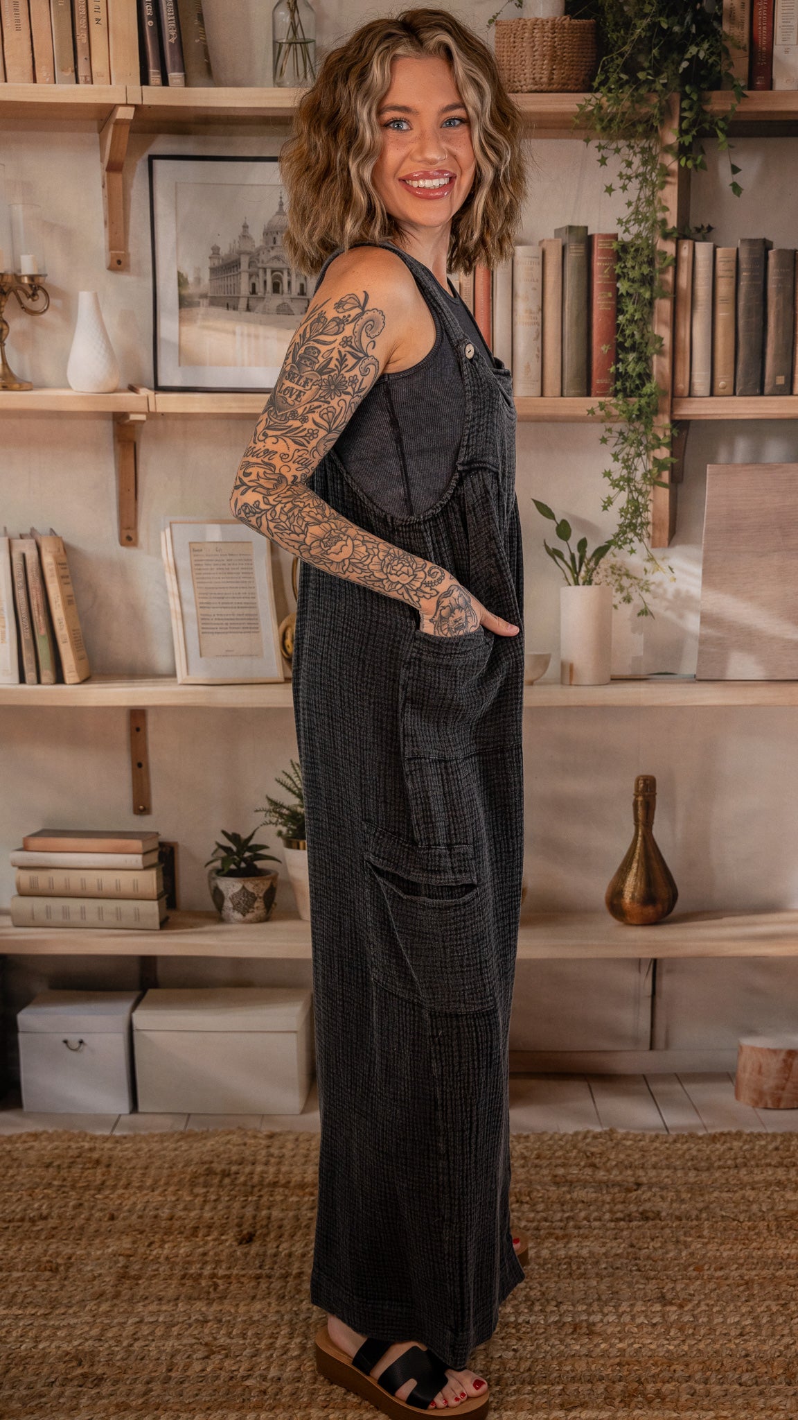 Kathleen Charcoal Vintage Overalls