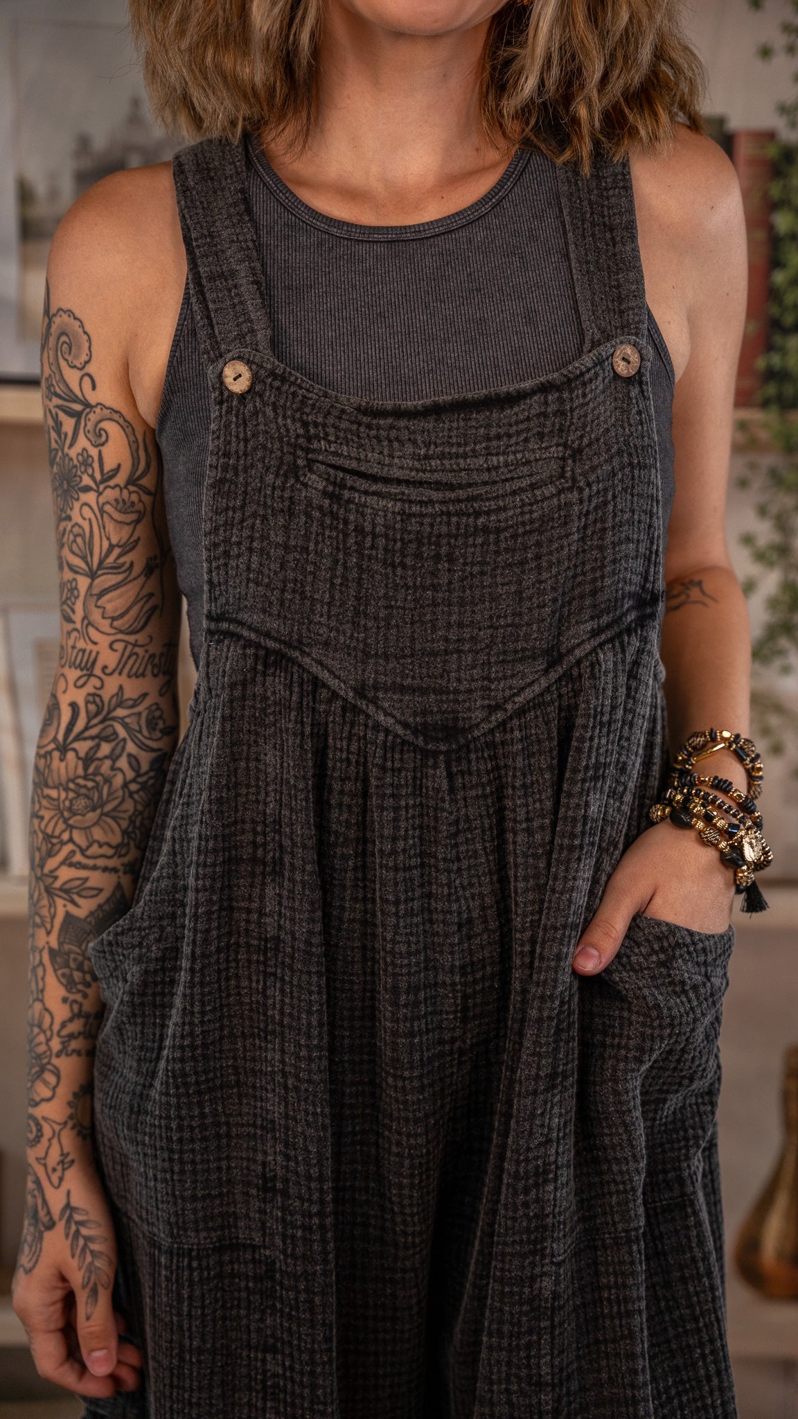 Kathleen Charcoal Vintage Overalls