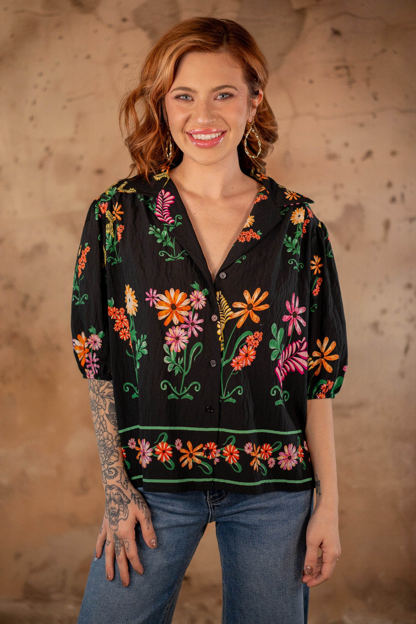 Emily Black Floral Top