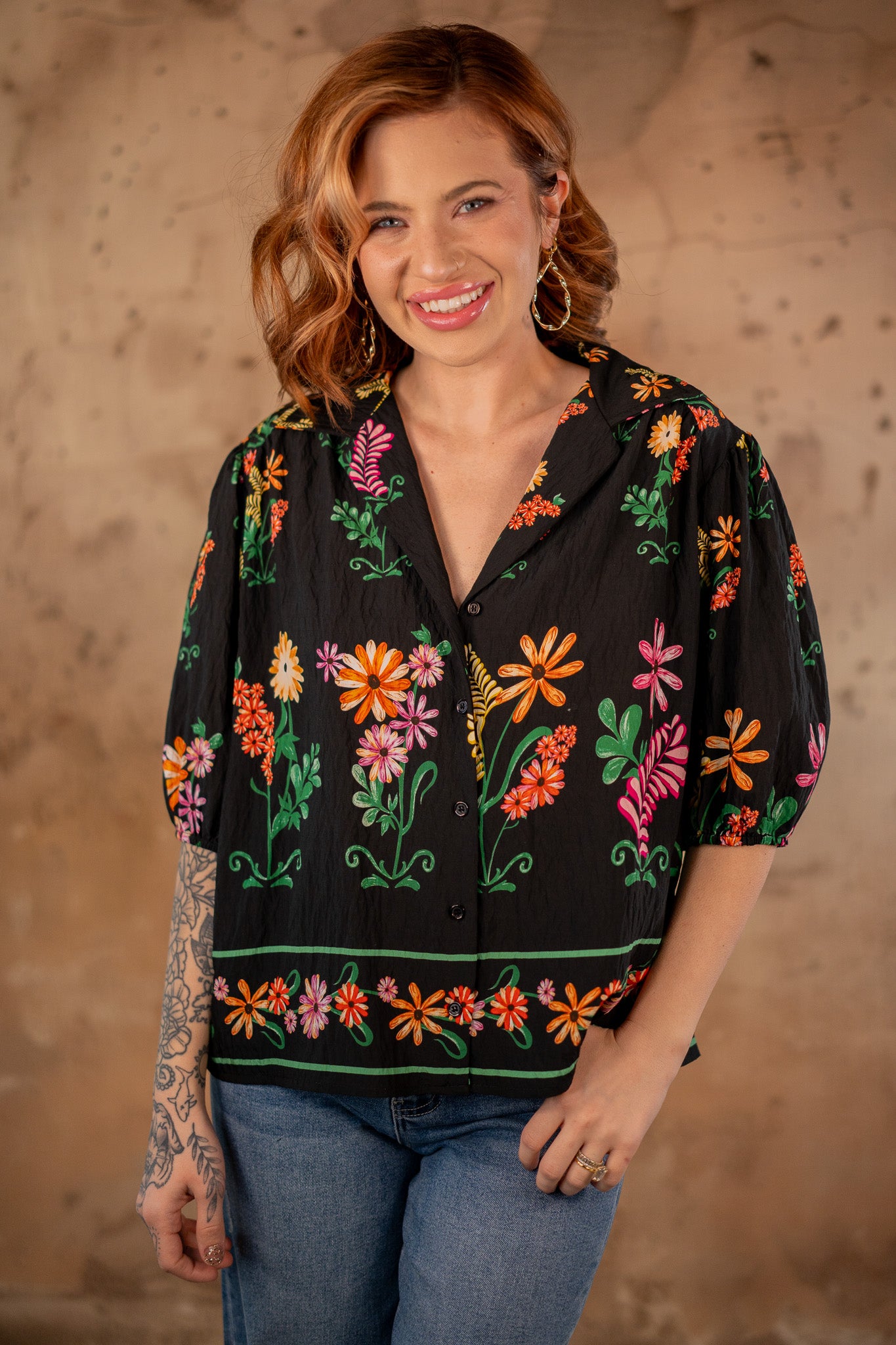 Emily Black Floral Top