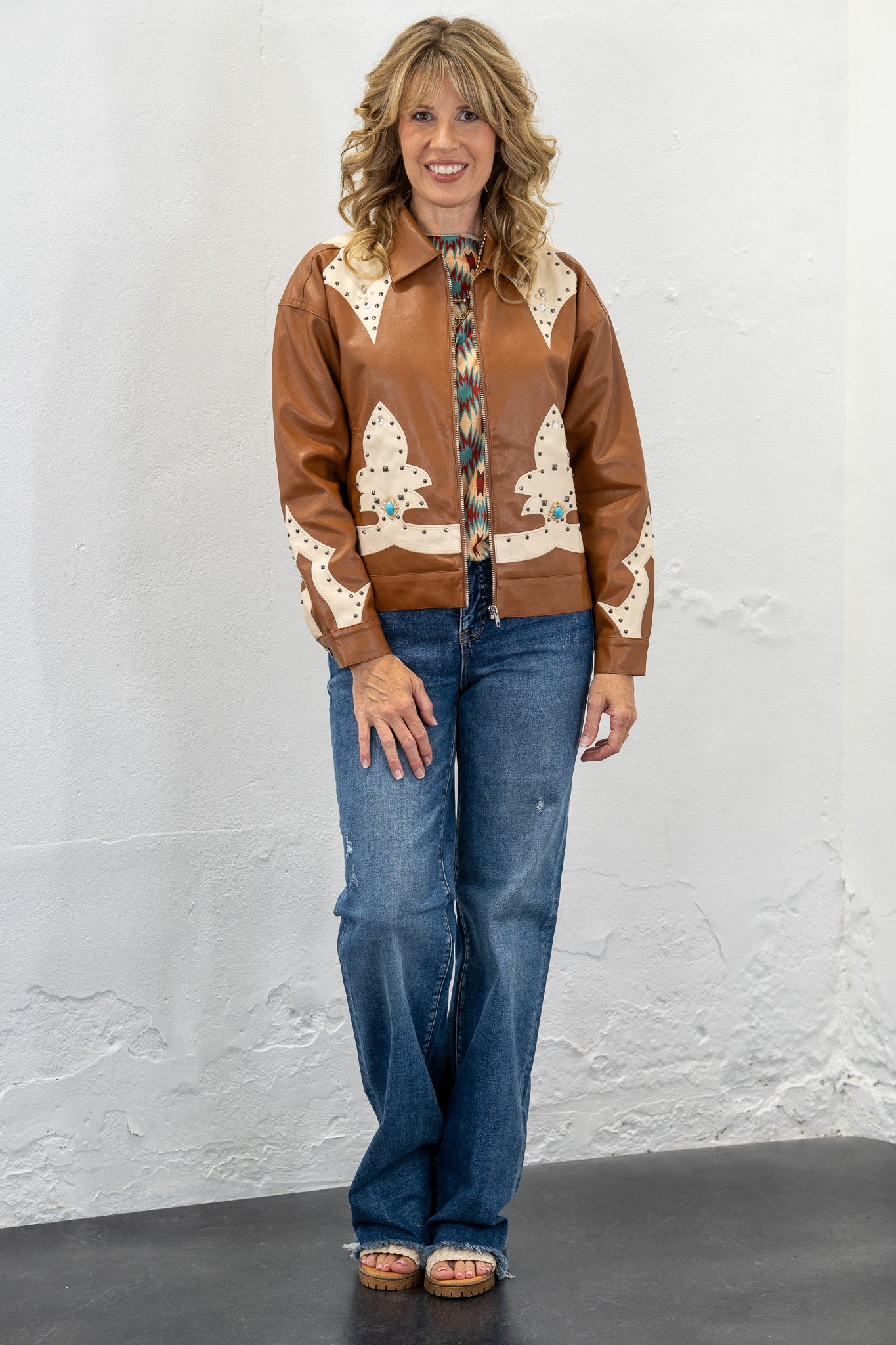 Leigh Faux Leather Studded Jacket