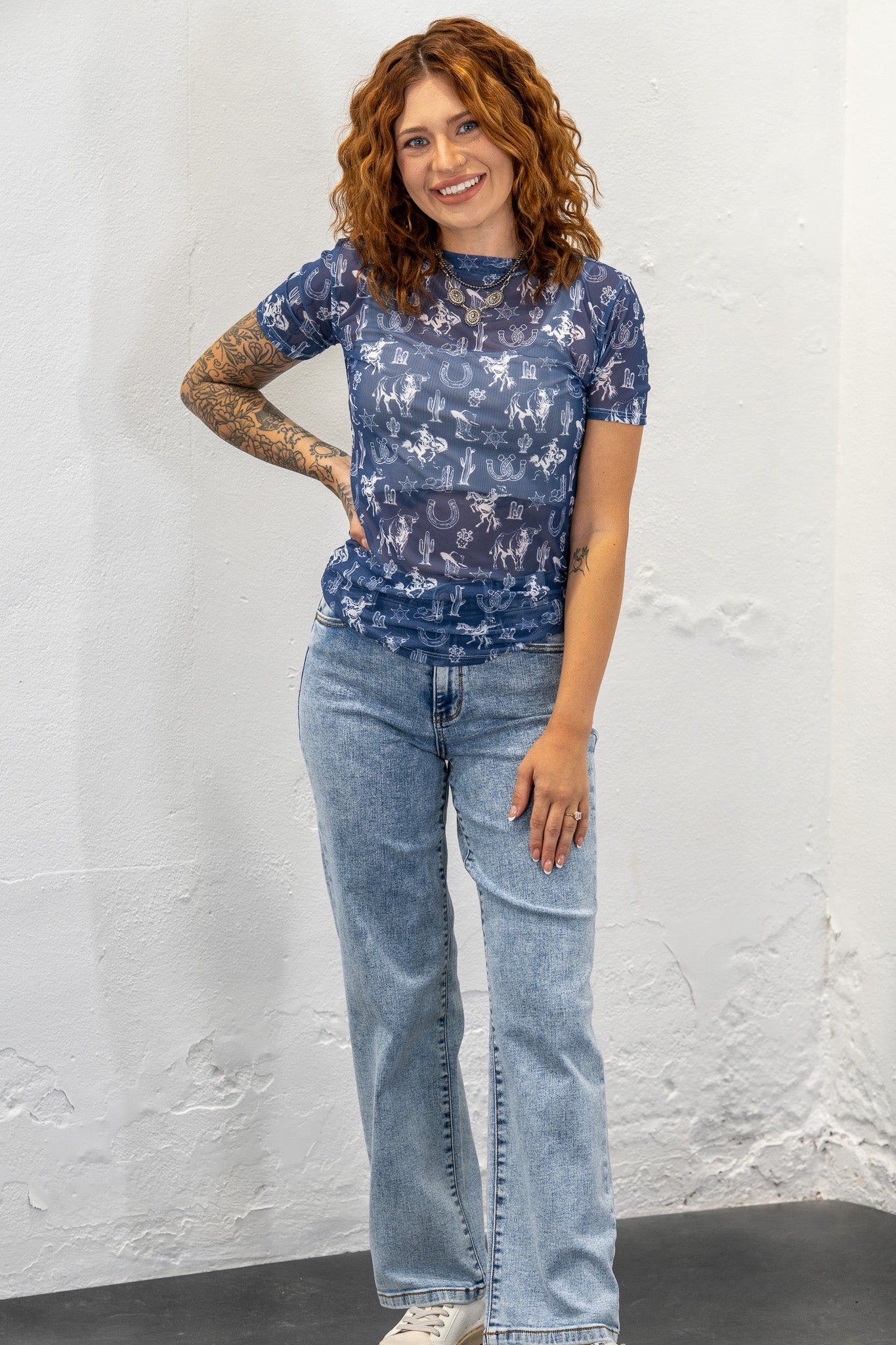 Nikita Navy Western Mesh Tee
