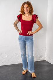 Sunset Ruffle Burgundy Top