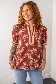 Eliana Burgundy Floral Top - Final Sale!