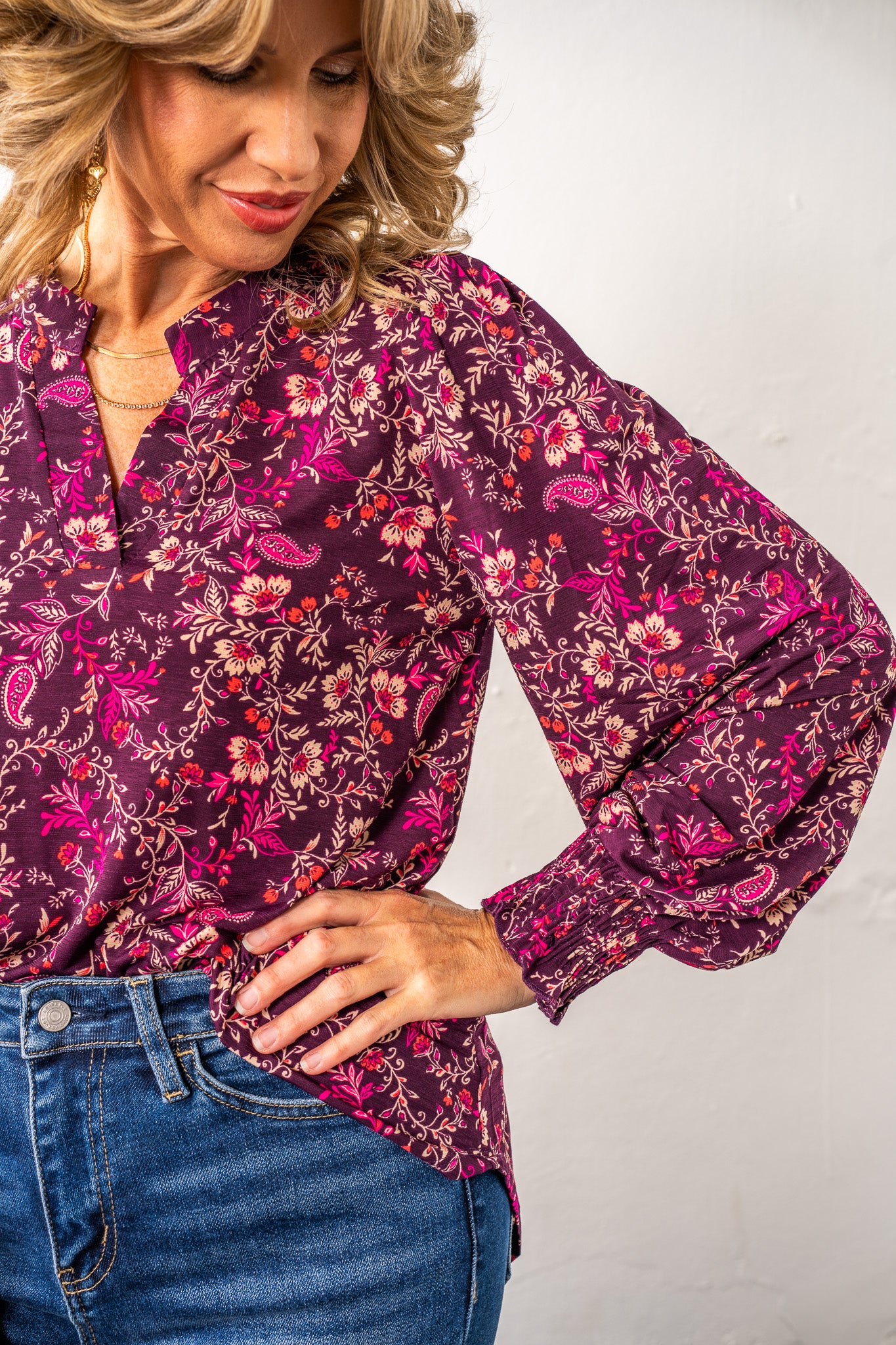 Monica Plum Floral Top