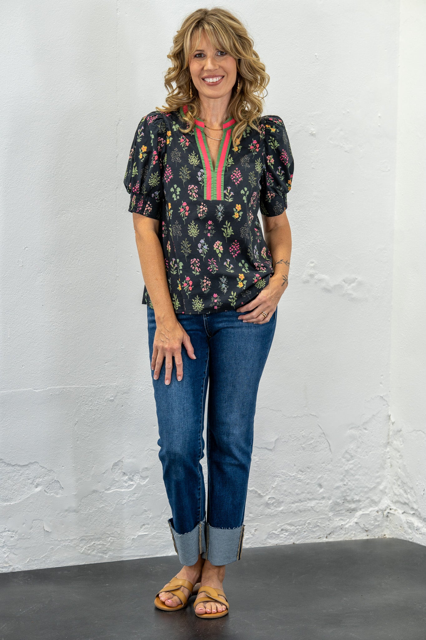 Kama Black Floral Top