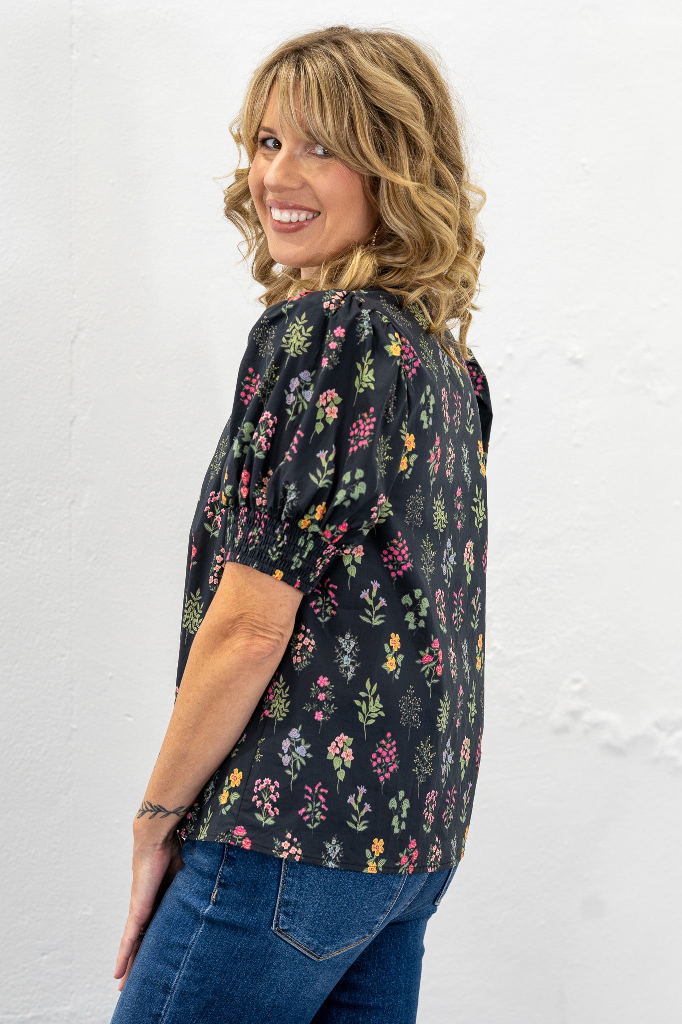 Kama Black Floral Top