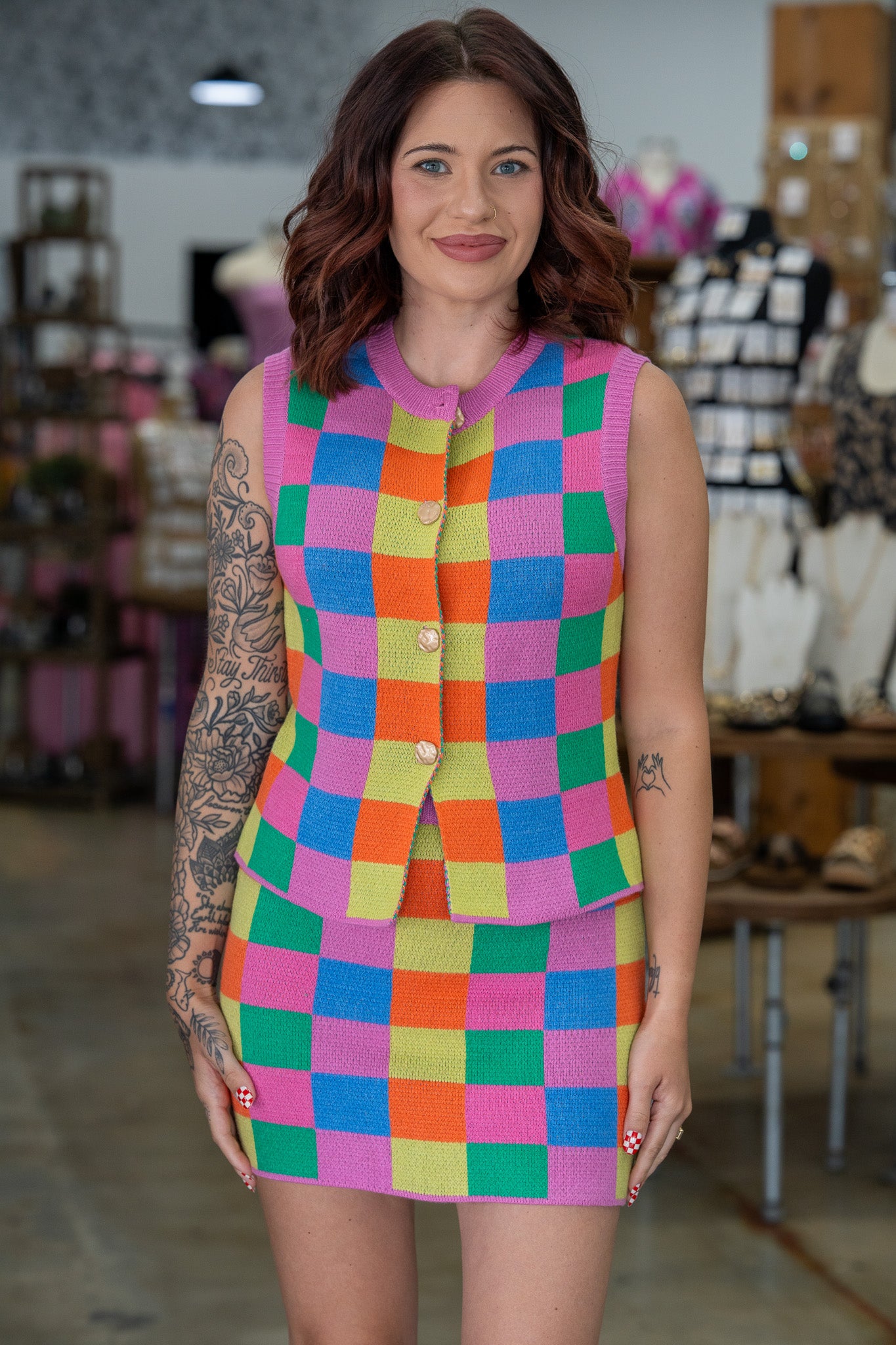Jada Checkered Skirt Set