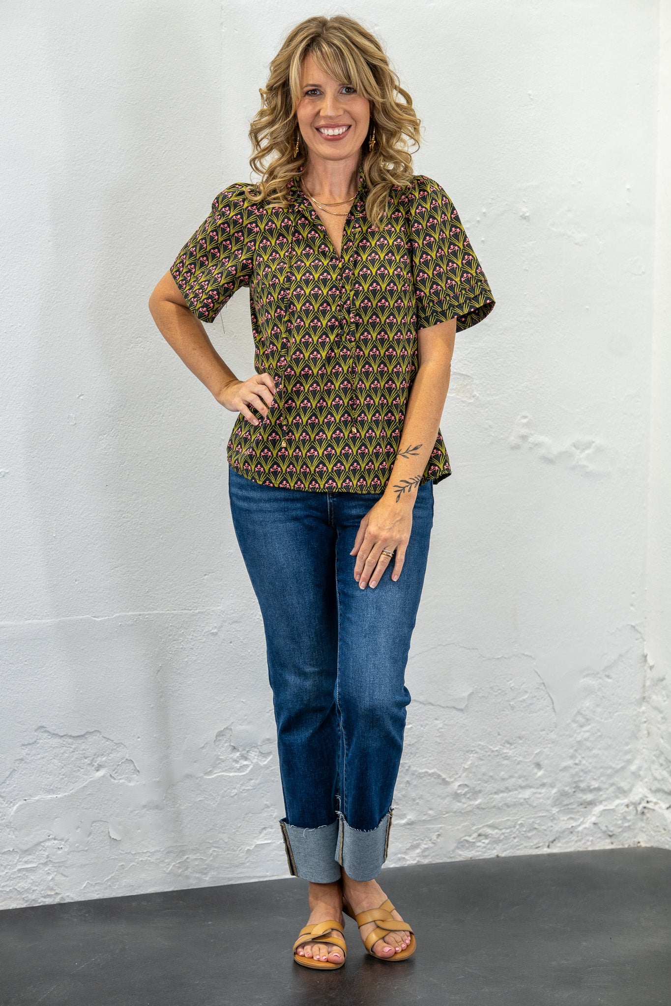 Destiny Pink & Green Floral Top