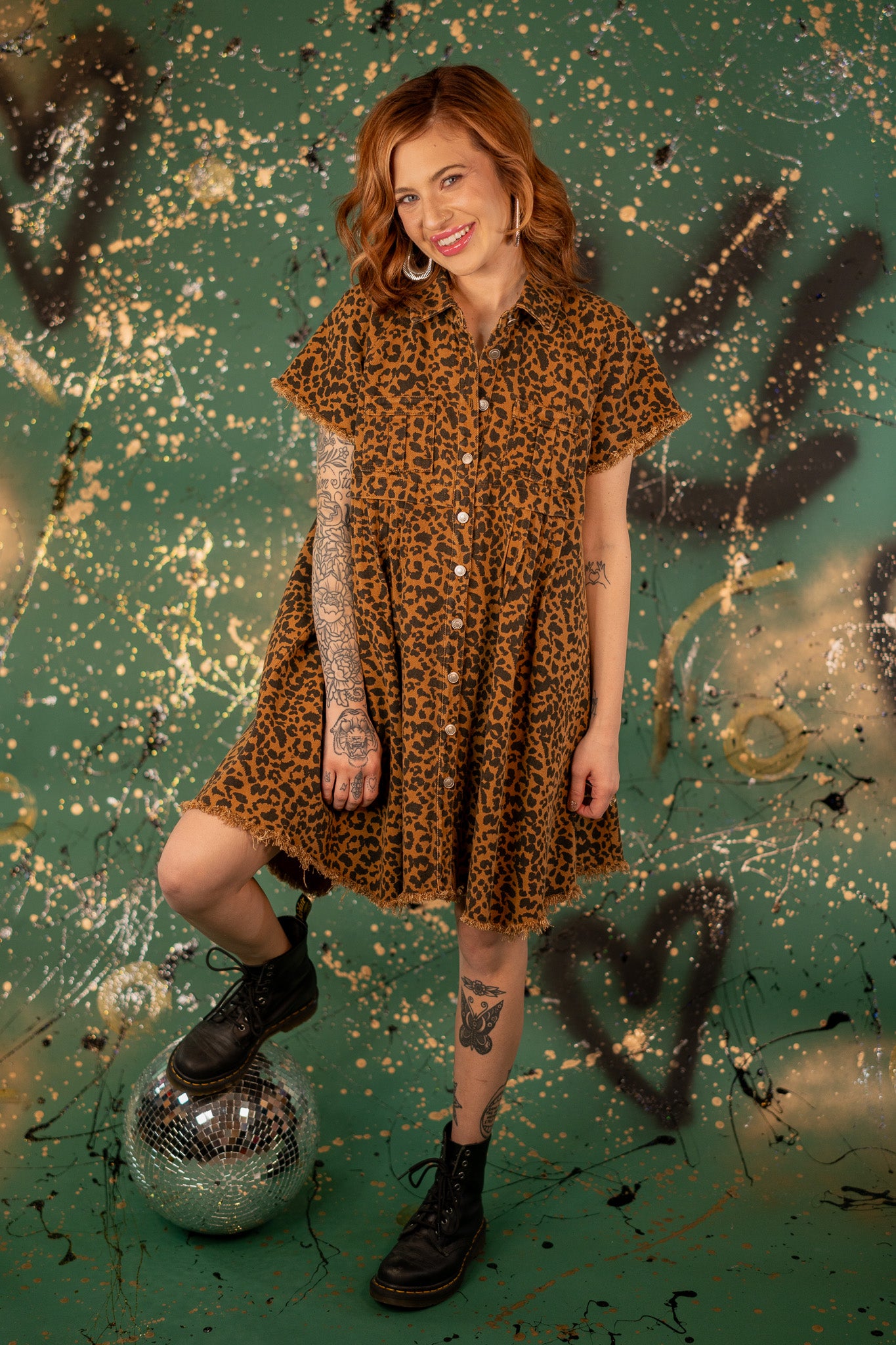 Stasia Leopard Denim Dress