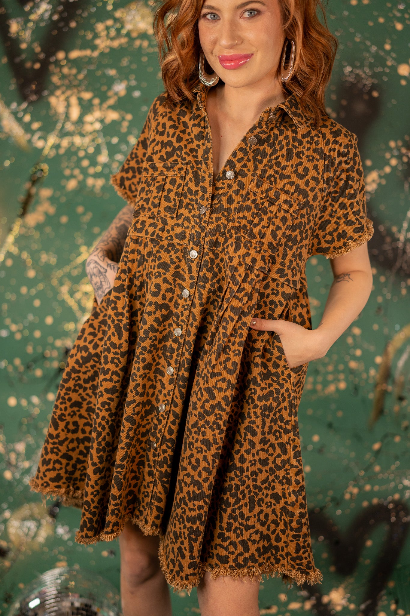 Stasia Leopard Denim Dress