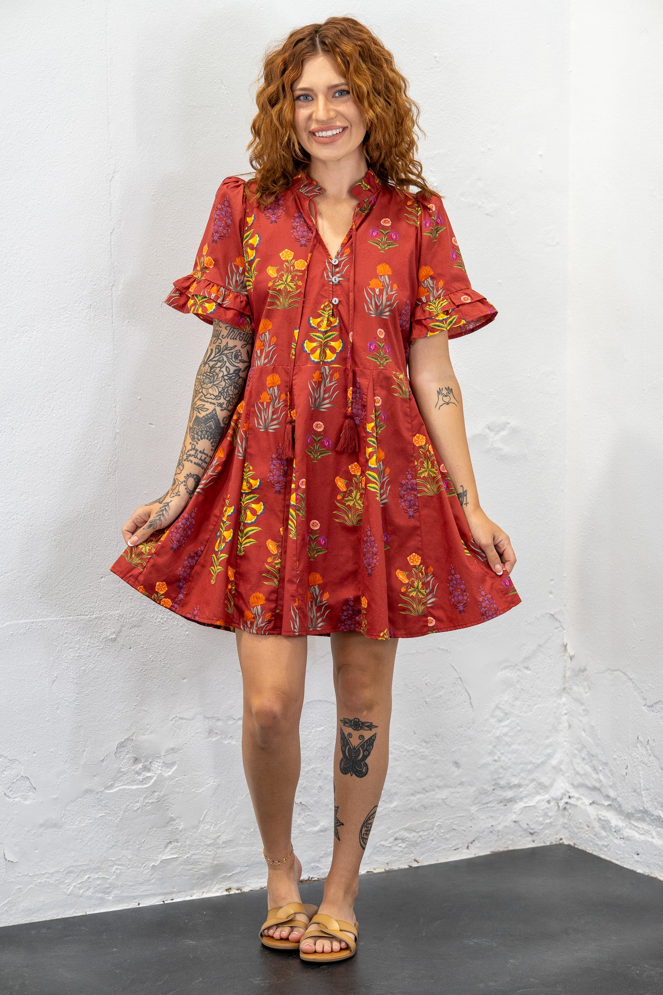 Timeless Blooms Rust Dress