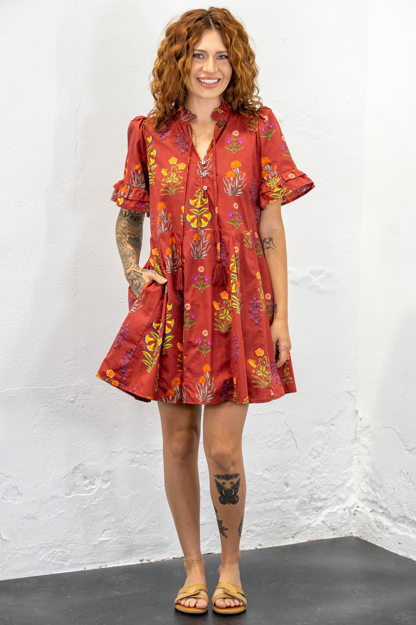 Timeless Blooms Rust Dress
