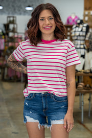Sweet Stripes Hot Pink Tee