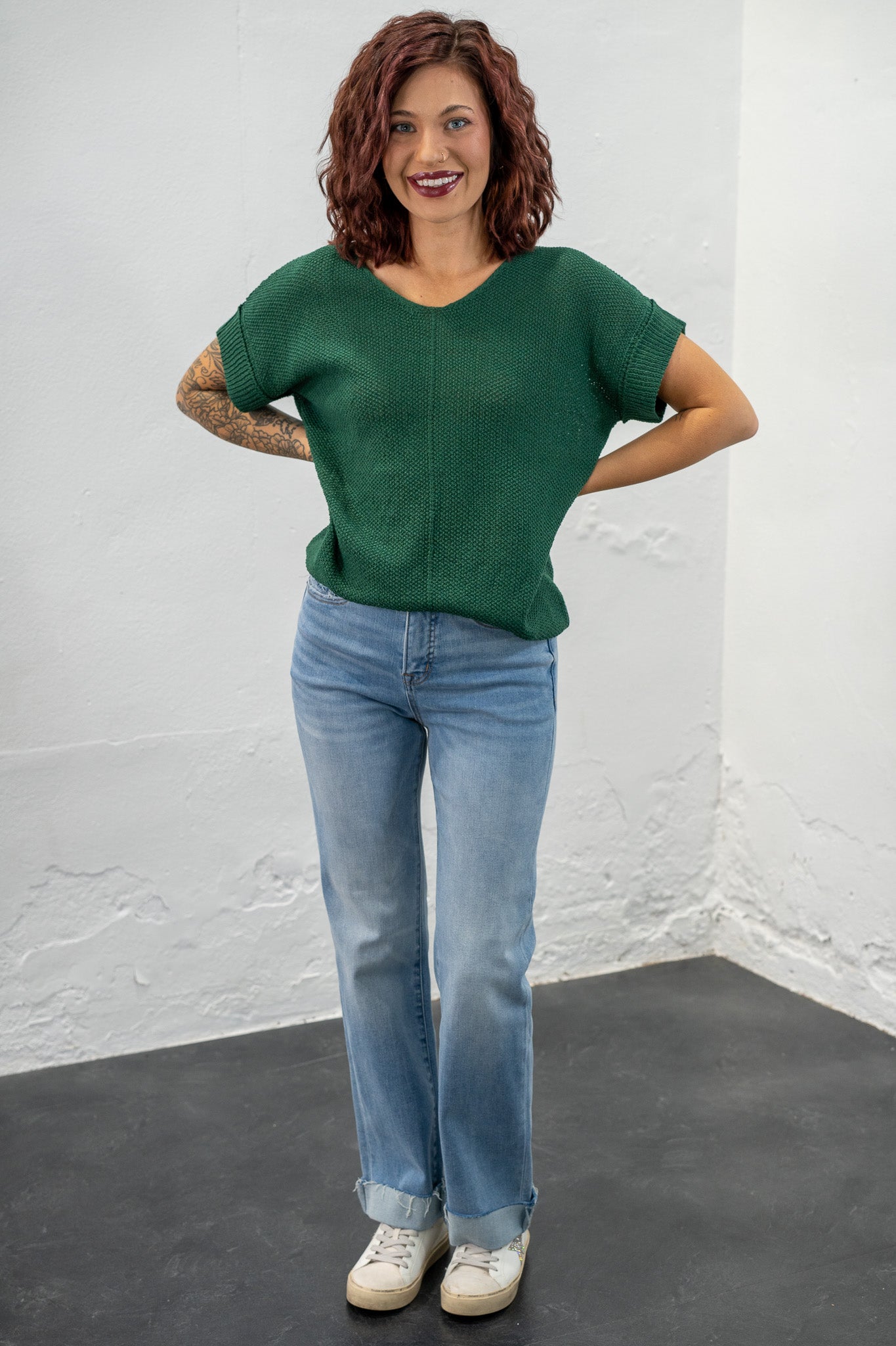 Kayla Dark Green Knit Top