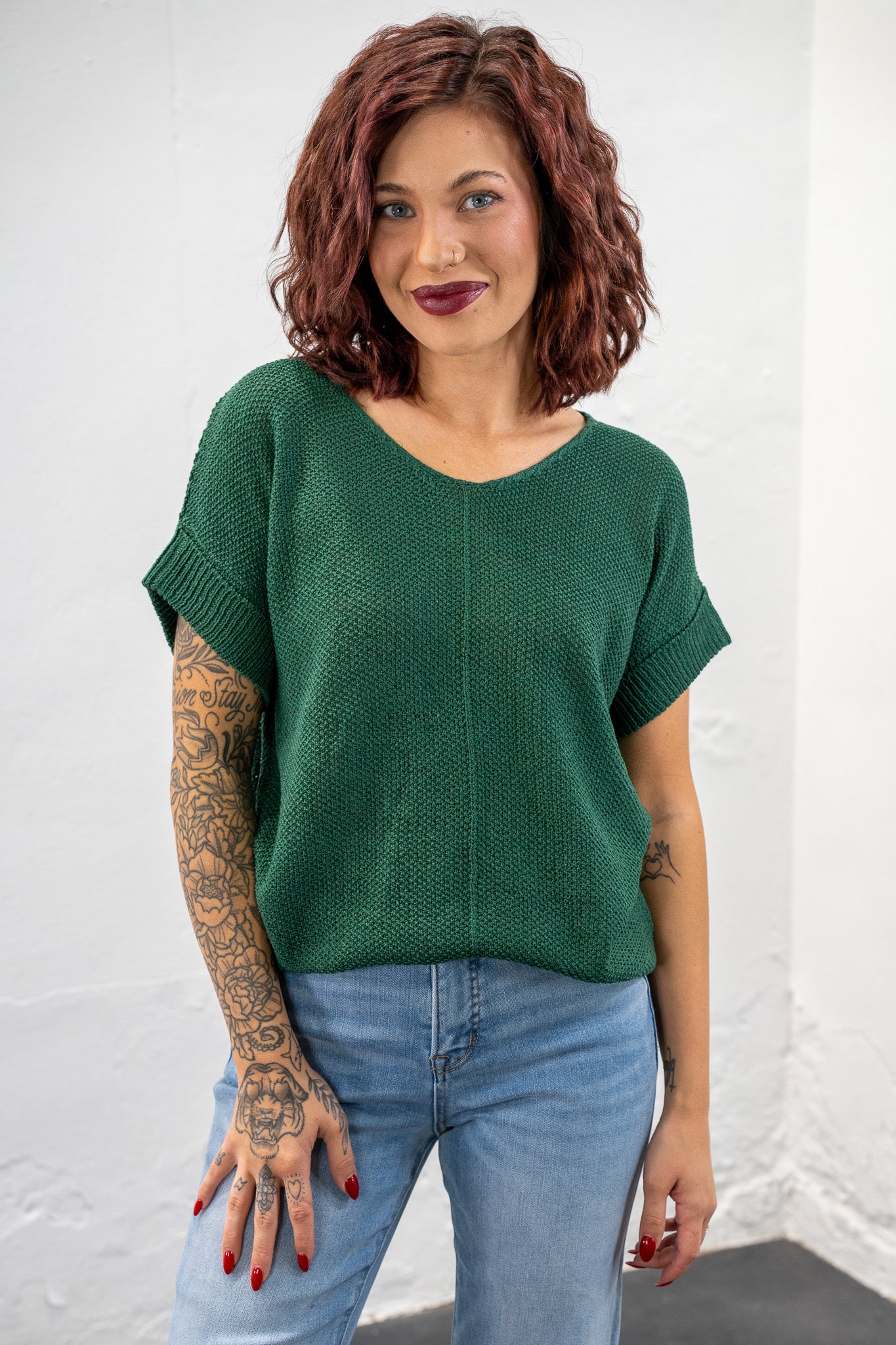 Kayla Dark Green Knit Top