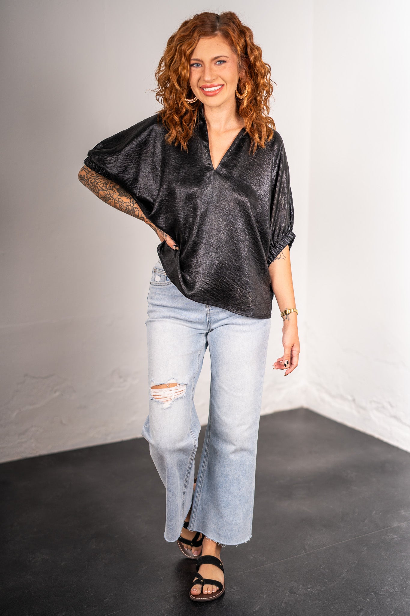 Electra Black Metallic Top