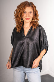 Electra Black Metallic Top