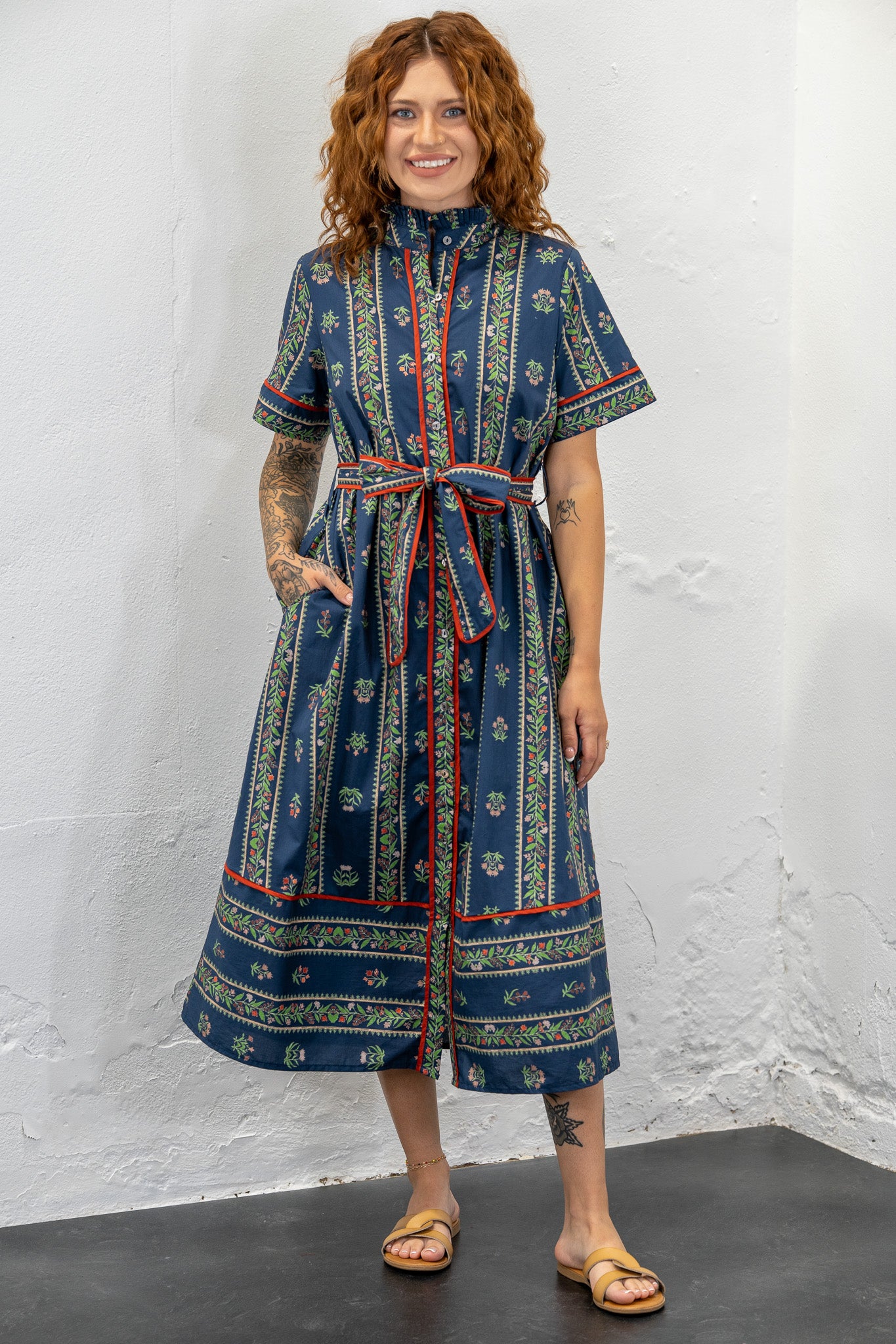 Midnight Blossoms Midi Dress