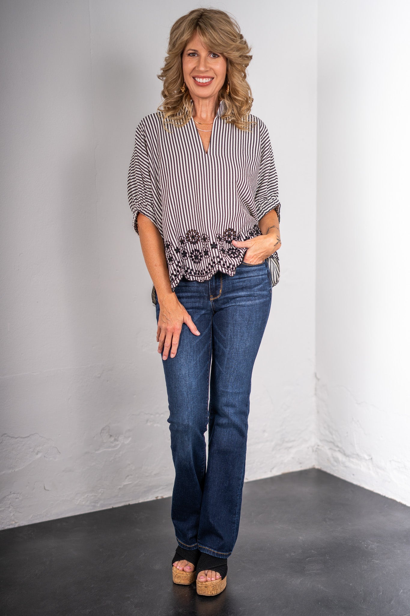 Lori Black Eyelet Top