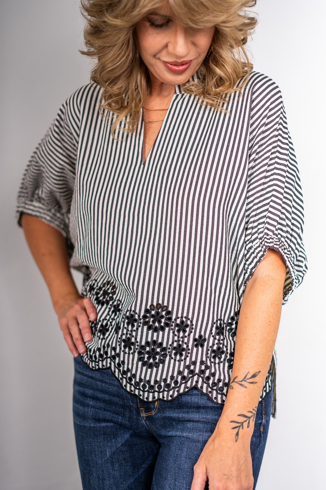 Lori Black Eyelet Top