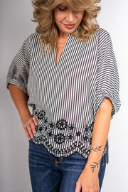 Lori Black Eyelet Top
