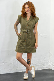 Eryka Olive Belted Dress
