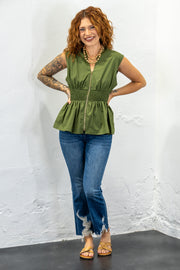 Annie Green Zipper Top