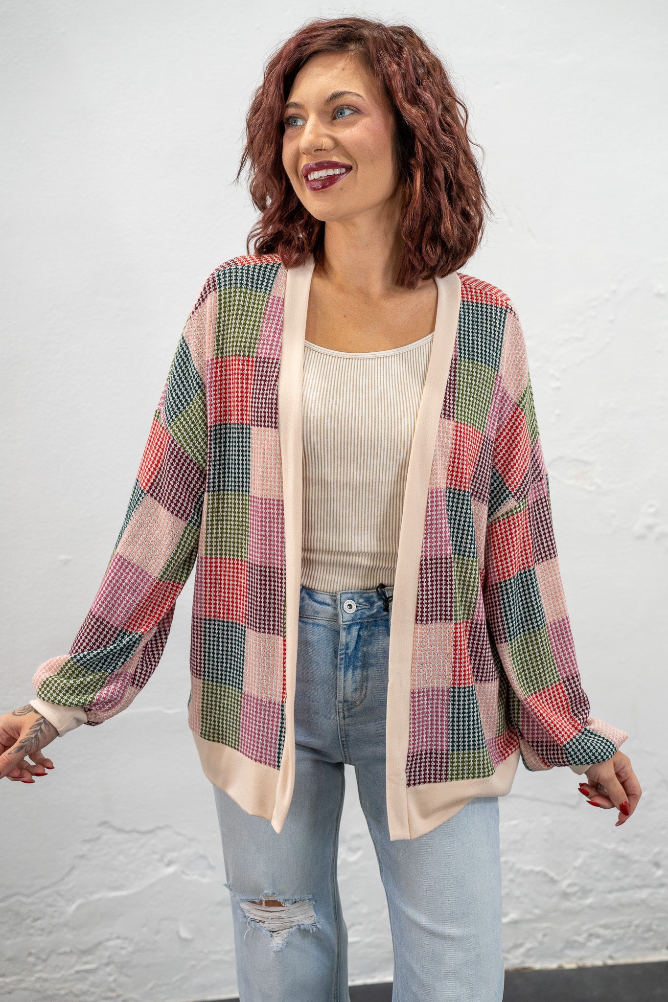 Olivia Multi-Colored Checkered Cardigan