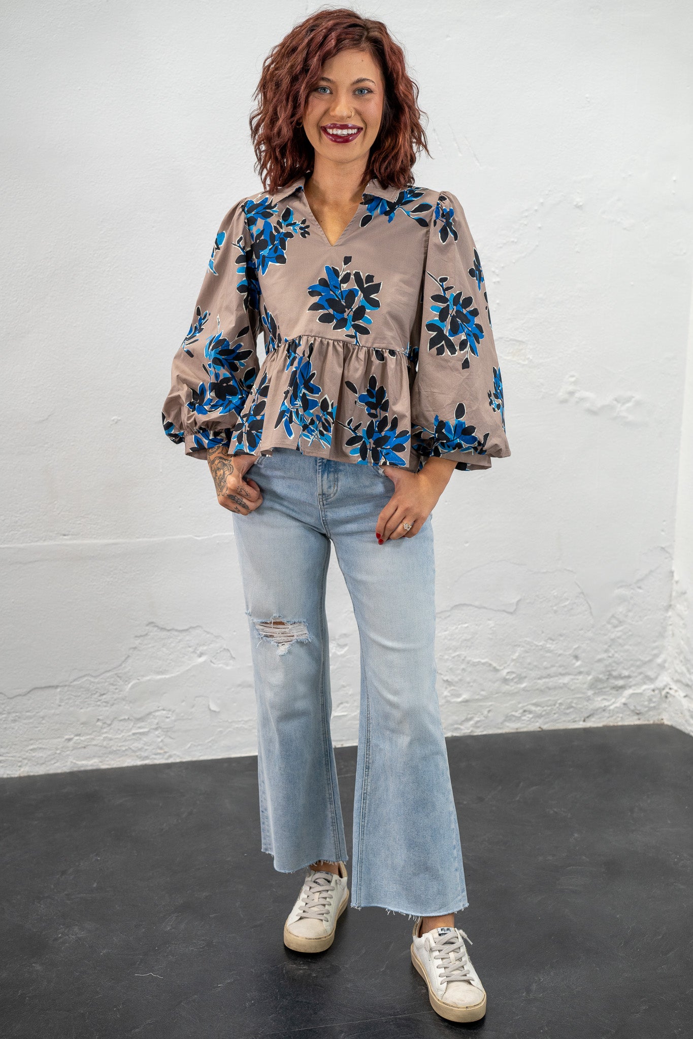 Amber Blue Floral Top