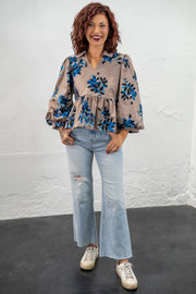 Amber Blue Floral Top