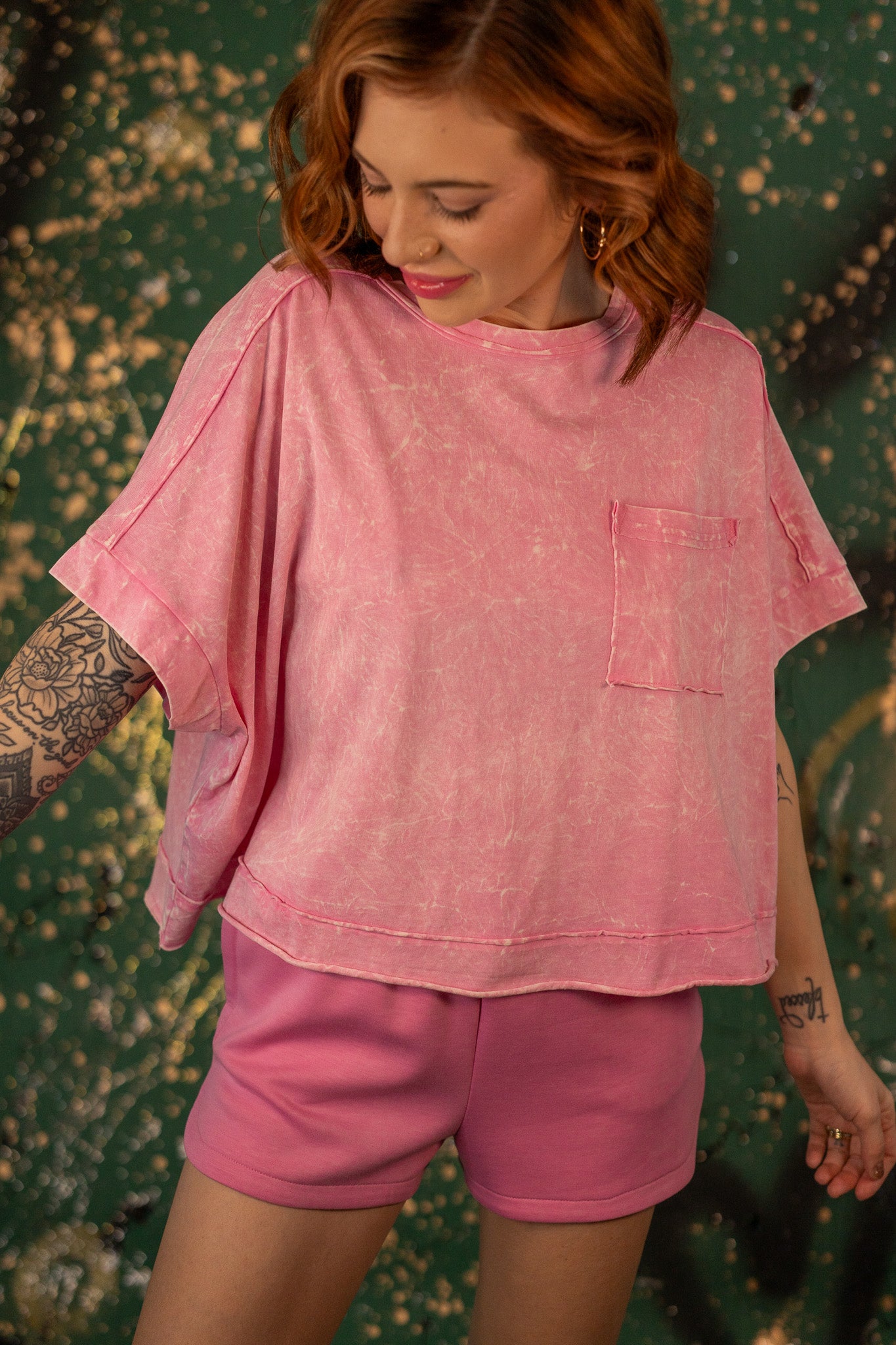 Riley Candy Pink Acid Wash Tee