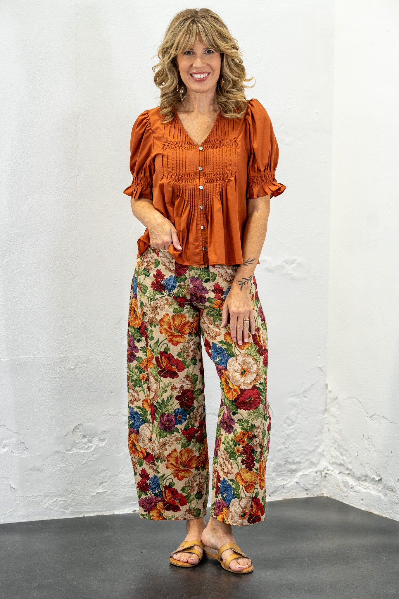 Ava Lee Floral Barrel Pants