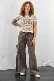 Andie Mocha Mineral Wash Cargo Pants