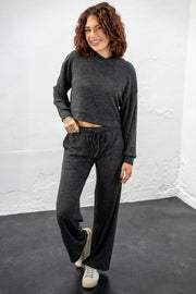 Mylie Ash Black Ribbed Lounge Set