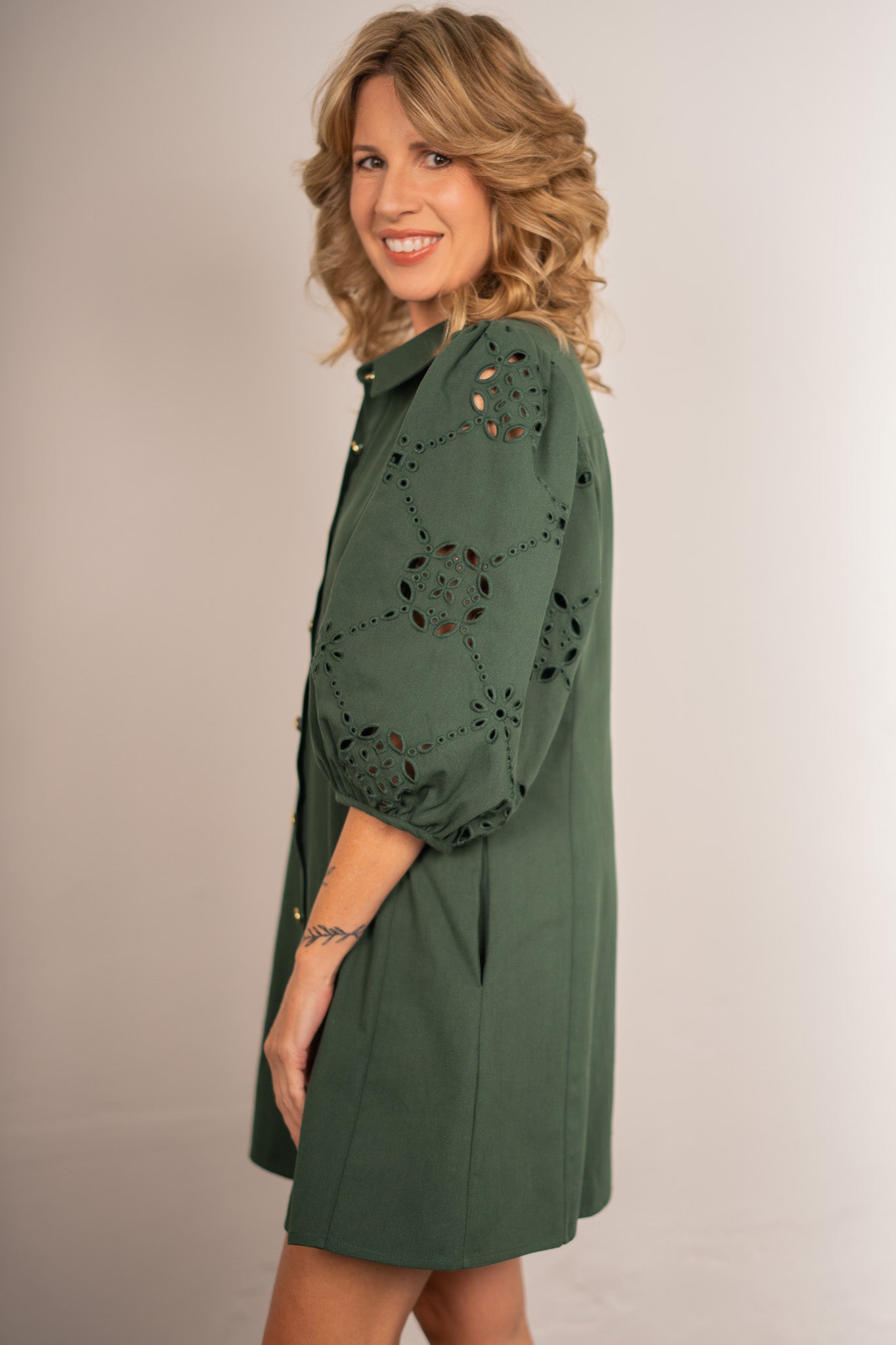 Paula Eyelet Sleeve Dress