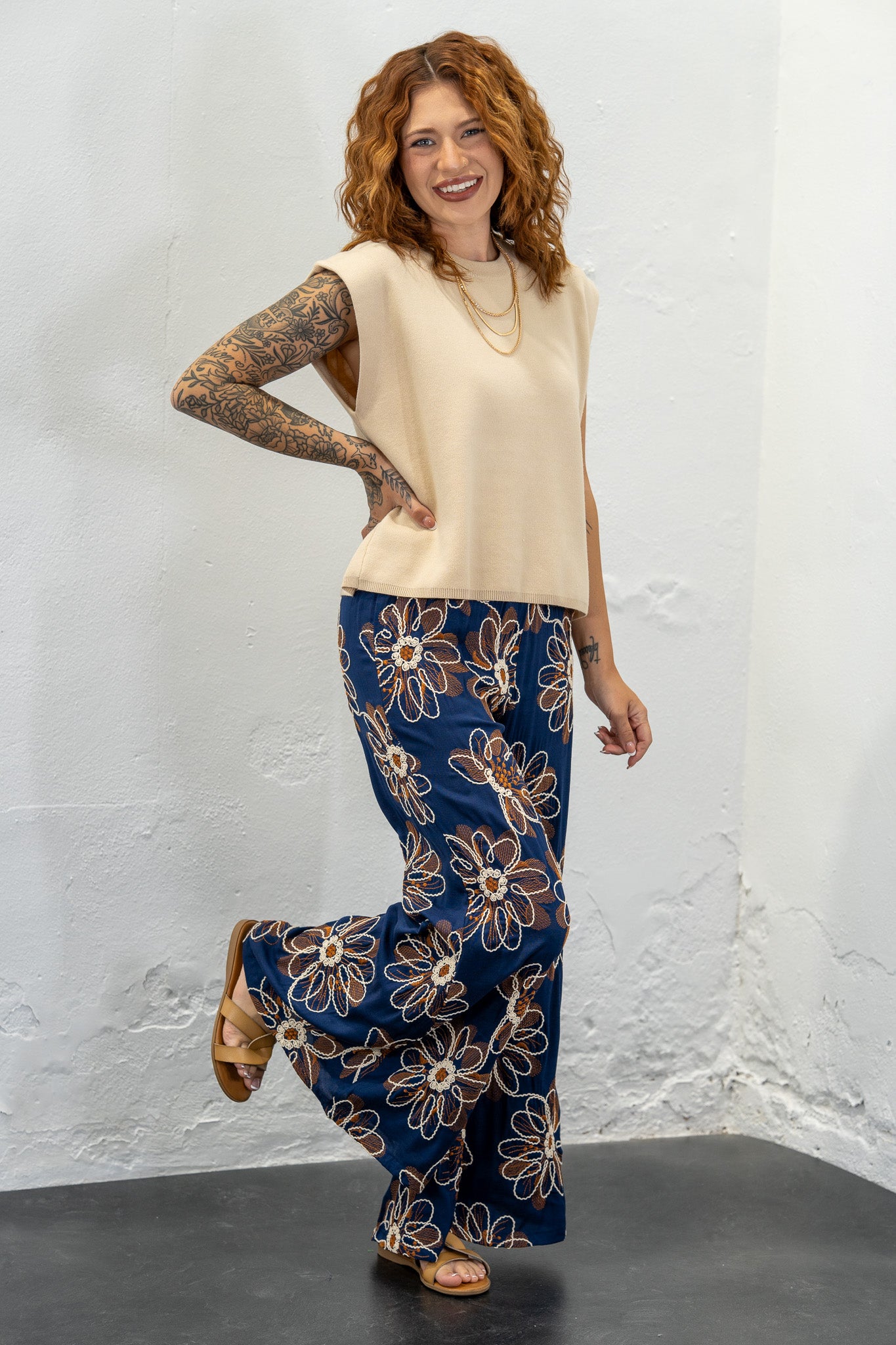 Delma Floral Embroidered Pants