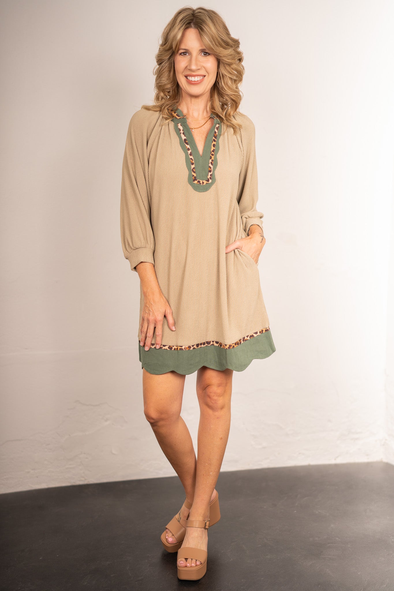 Andrea Green Colorblock Dress