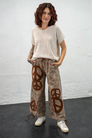 Alicia Peace Sign Leopard Pants