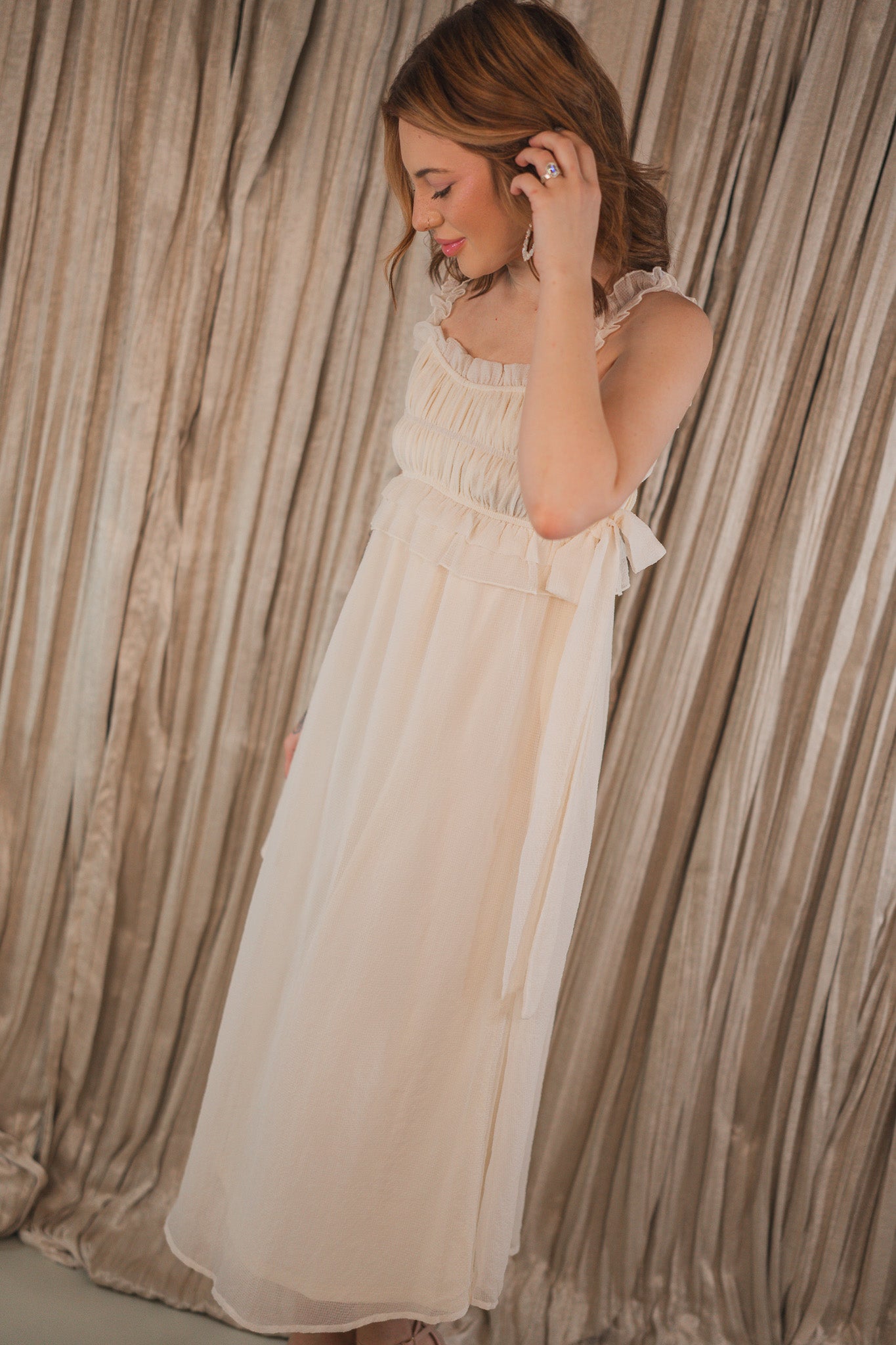 Ethereal Ruffle Midi Dress