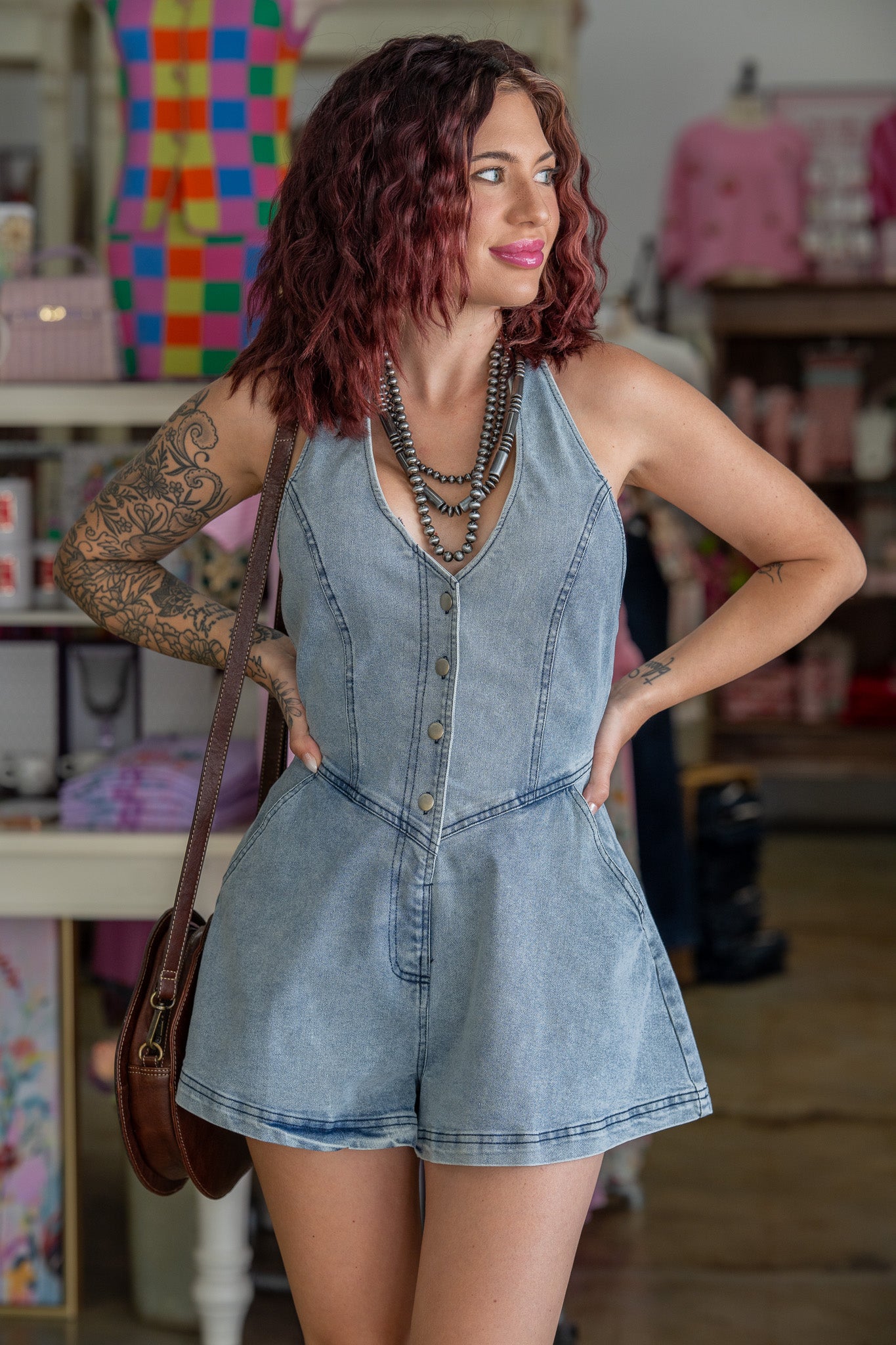 Adrianne Denim Romper