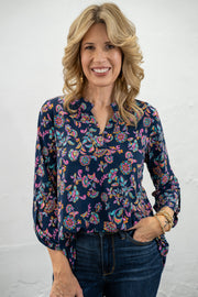 Isabelle Navy Paisley Top