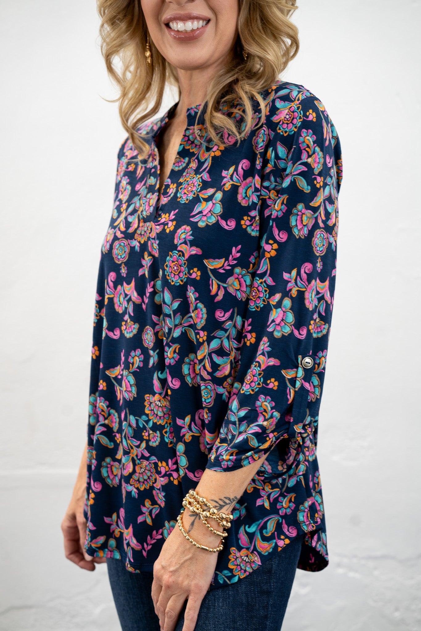 Isabelle Navy Paisley Top