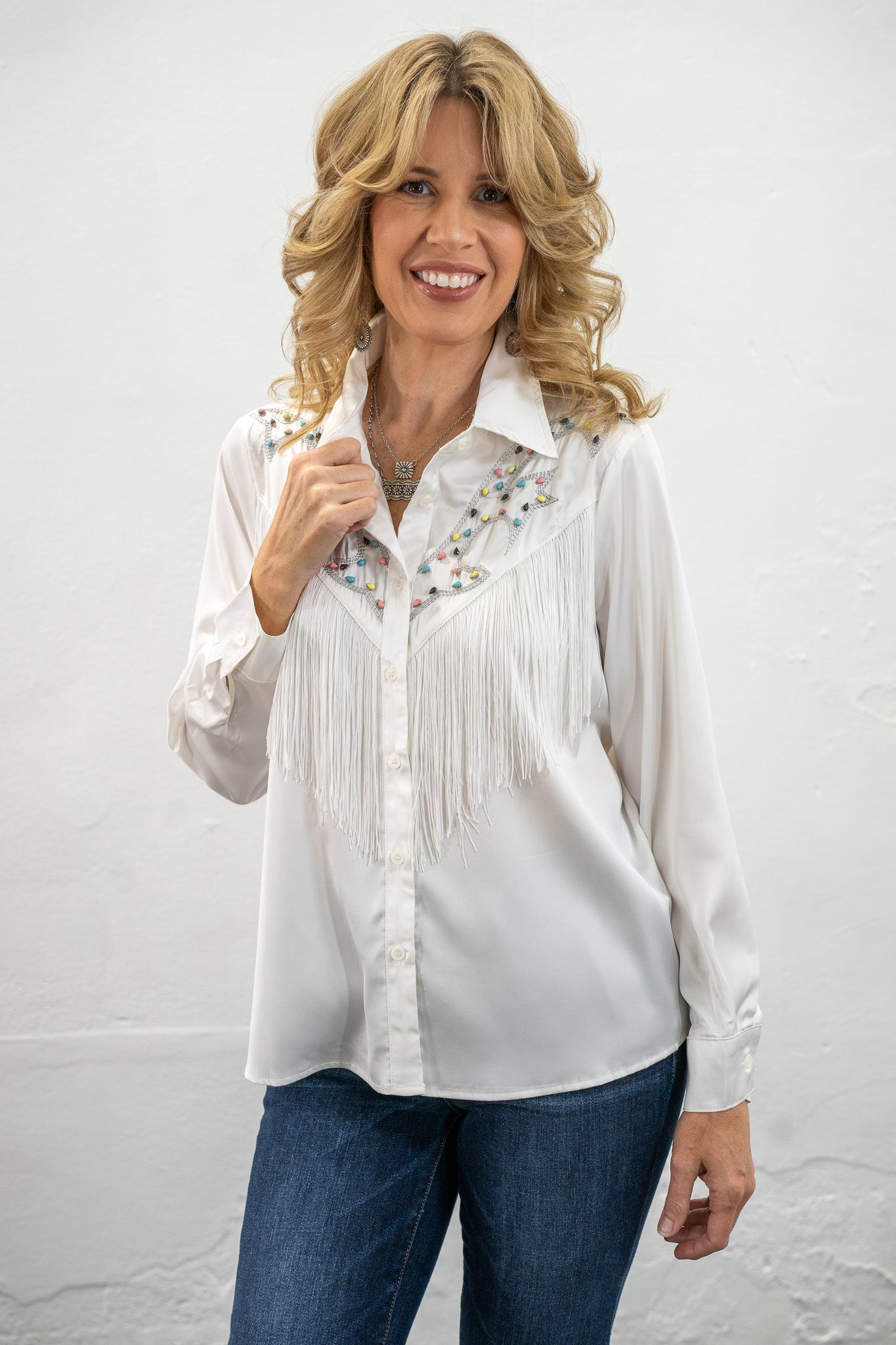 Angie Embellished Fringe Shirt