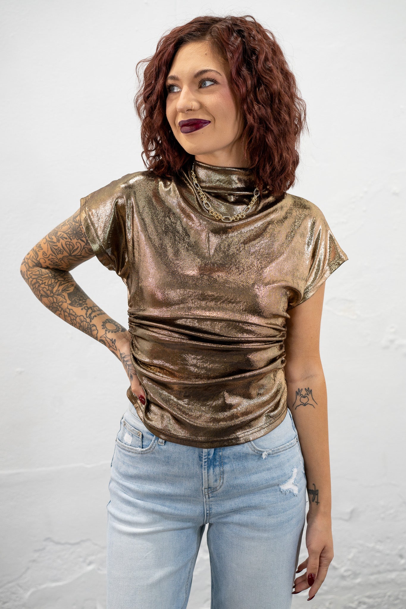 Miss Priss Gold Shimmer Top