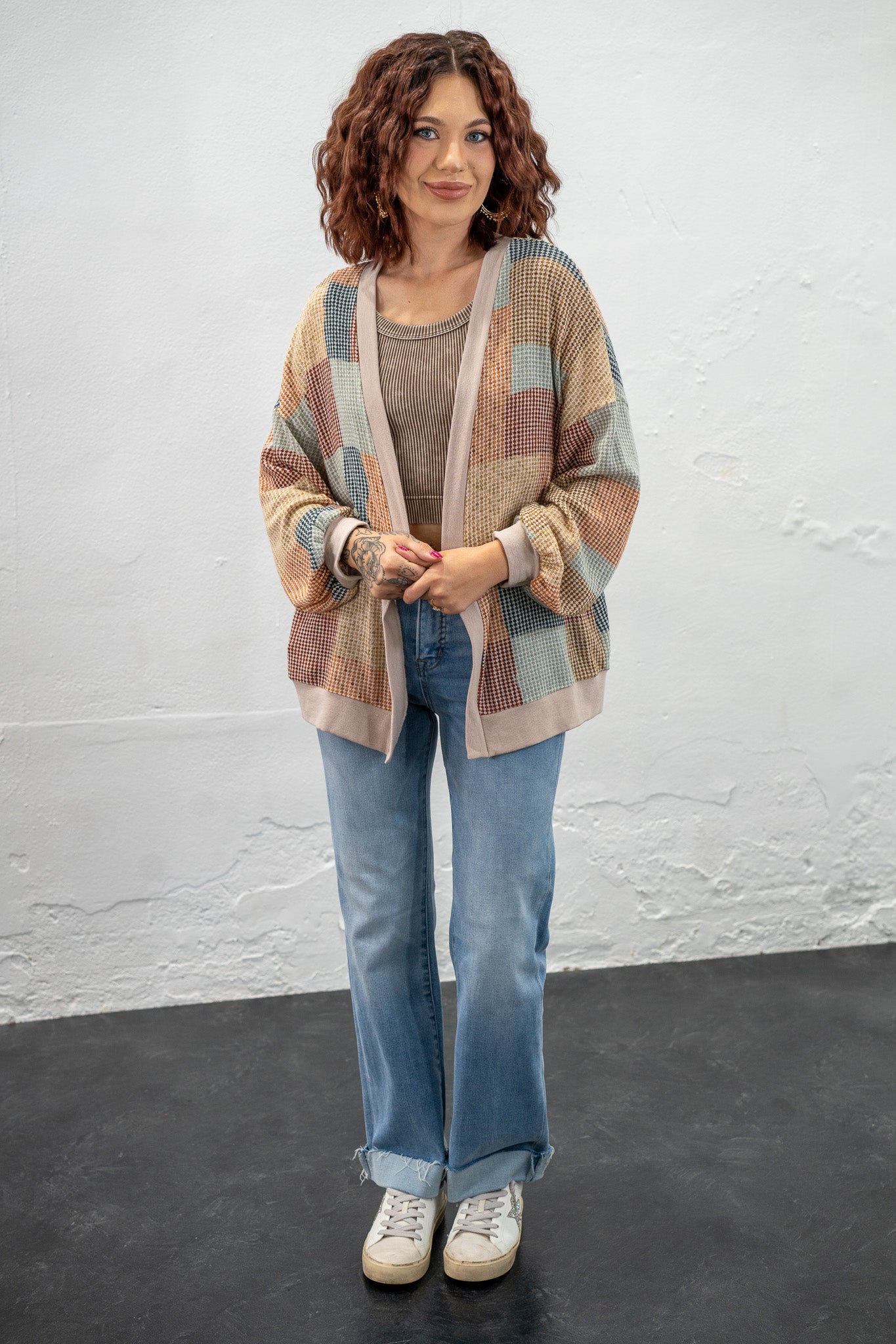 Tonya Checkered Cardigan